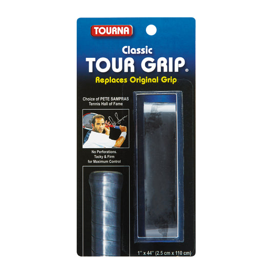 Classic Tour Grip Smooth Replacement Tennis Grip 1.75mm, Black