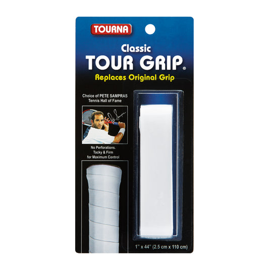 Classic Tour Grip Smooth Replacement Tennis Grip 1.75mm, White