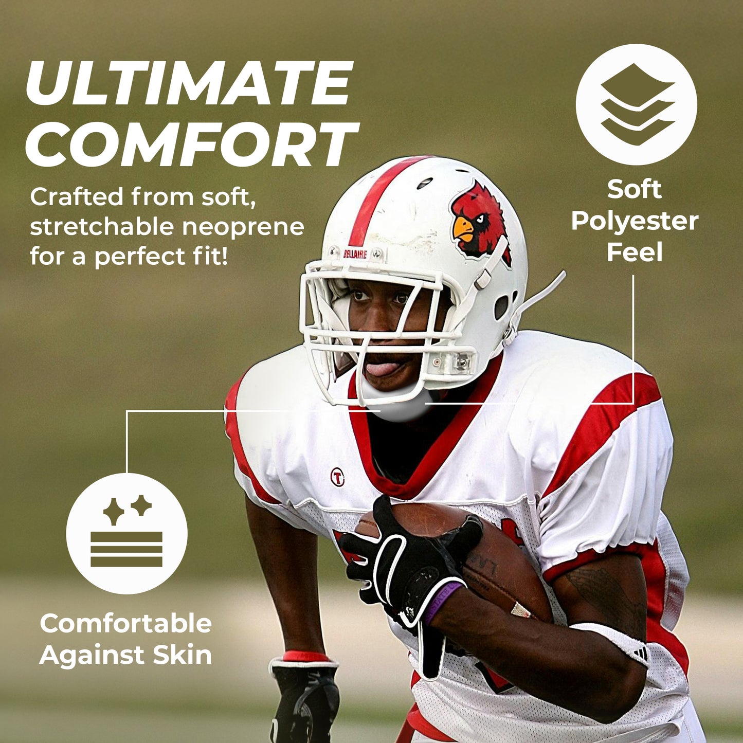 Football CHIN PADS, Black/White