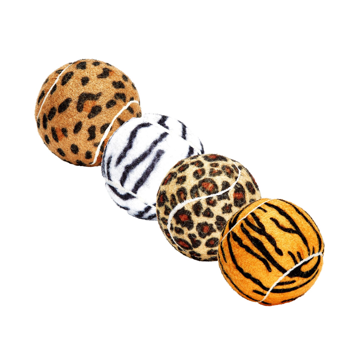Animal Print Dog Balls - 4 Pack