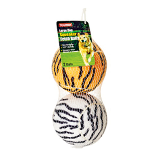 5-Inch Large Tennis Squeaker Ball Fun Animal Print Dog Toy for Large Dogs - 2 Pack