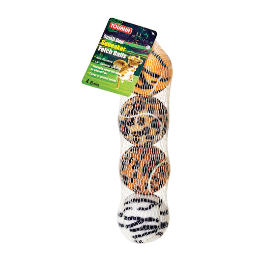 1.9-Inch Mini Squeaker Tennis Balls Fun Animal Print Dog Toy for Small Dogs 4 Pack