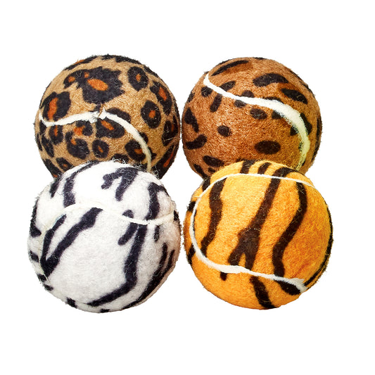 Animal Print Dog Balls - 4 Pack