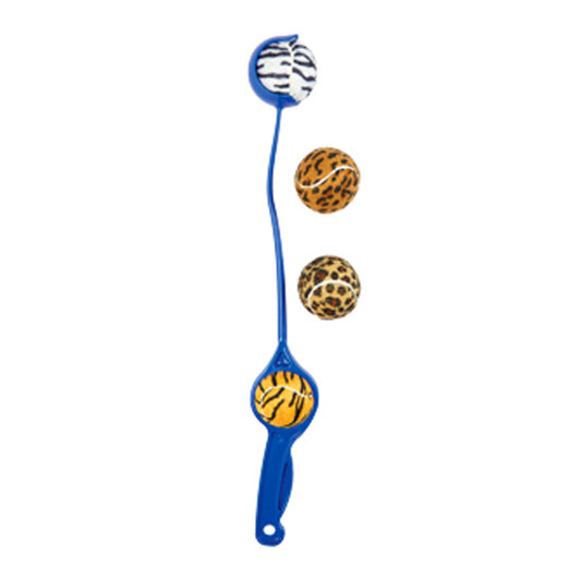 Dog Ball Thrower with 4 Animal Print Squeaker Balls