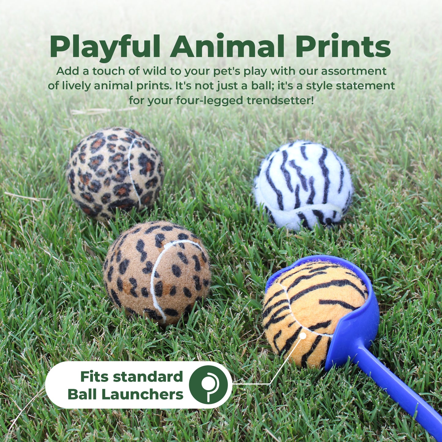 Animal Print Squeaker Dog Balls 18 Pack - Mesh Carry Bag