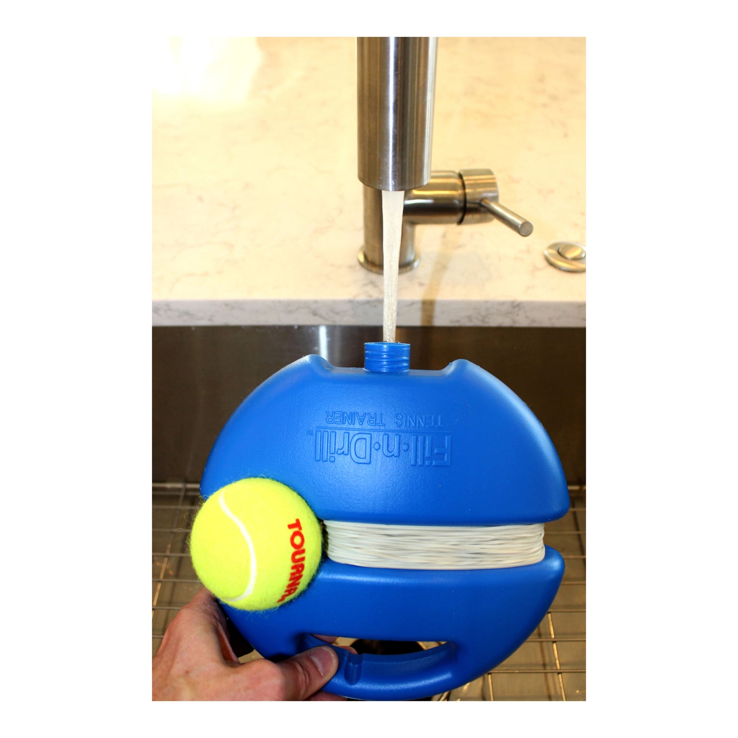 FILL-n-DRILL Tennis Trainer - The Original Water Filled Rebounder