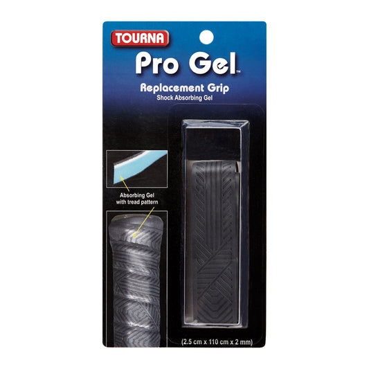 Tourna Pro Gel Max Cushion Replacement Tennis Grip 2mm, Black