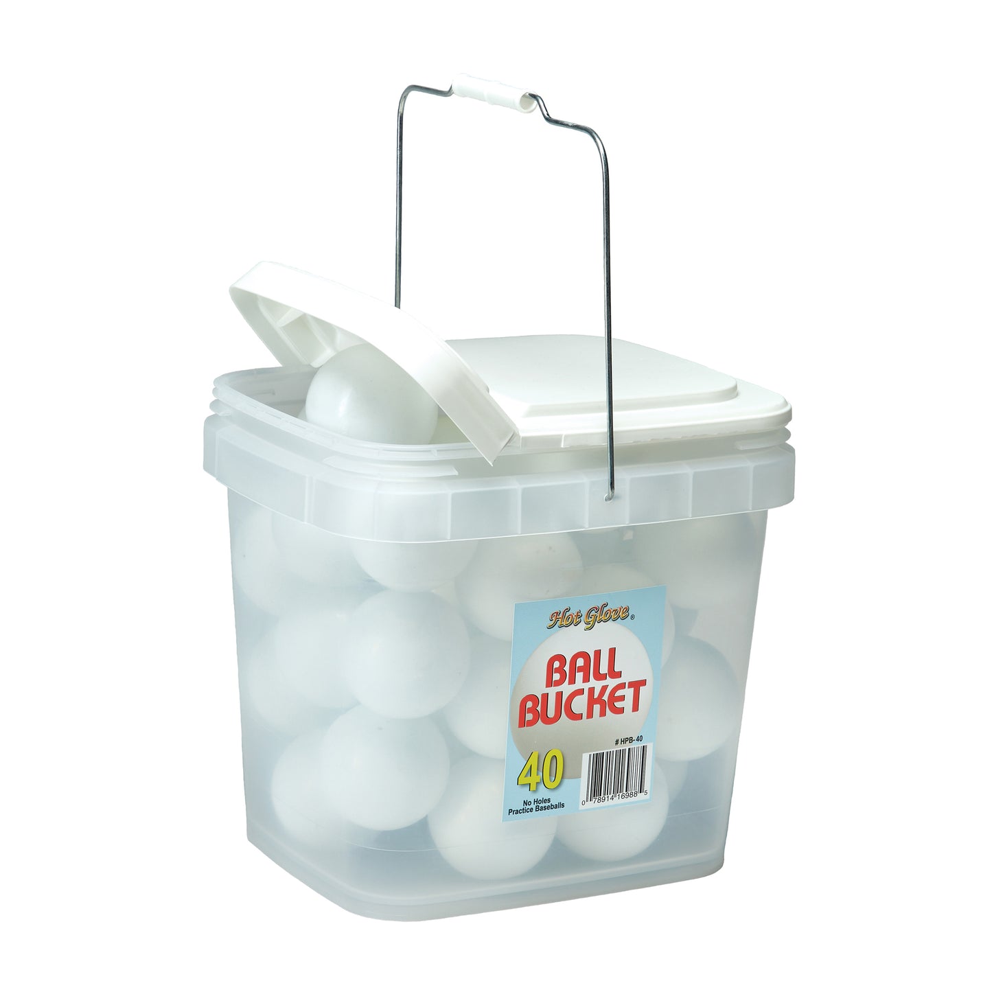 40 NO HOLES Baseball - White- Ball Bucket
