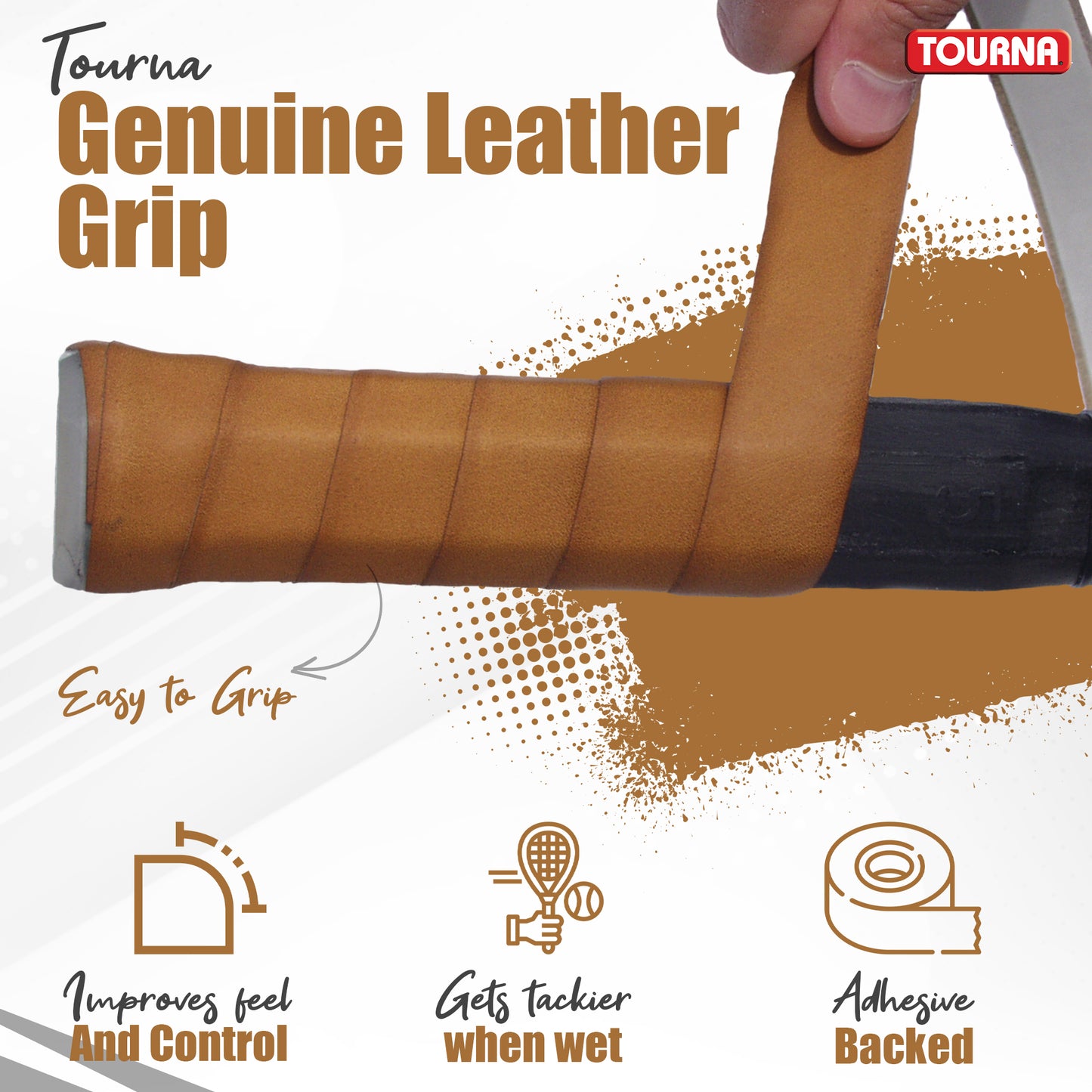 Tourna Leather Replacement Grip, Tan, 1.8mm thick