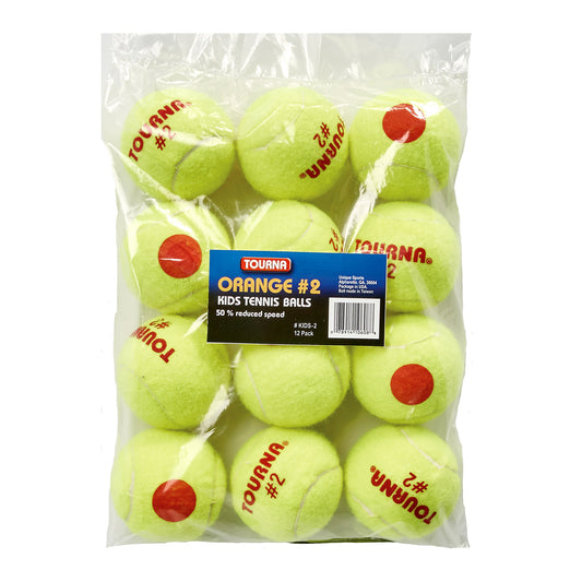 Tourna Orange Dot Low Compression Transition Tennis Balls (12/poly bag)