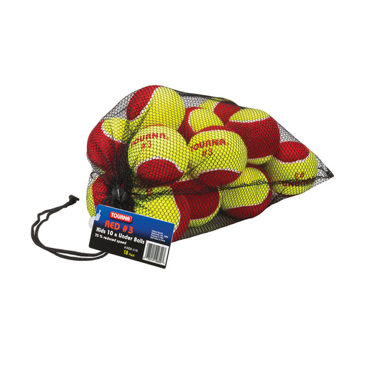 Tourna Low Compression Stage 3 Tennis Ball - Mesh Carry Bag of 18