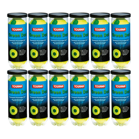 Tourna 12 Pack Pressurized Green Dot Tennis Balls in a Pressurized Can, USTA Approved