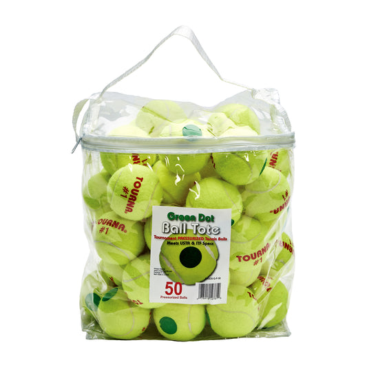 TOURNA Green Dot Low Compression Tennis Balls  - 50 Ball Tote