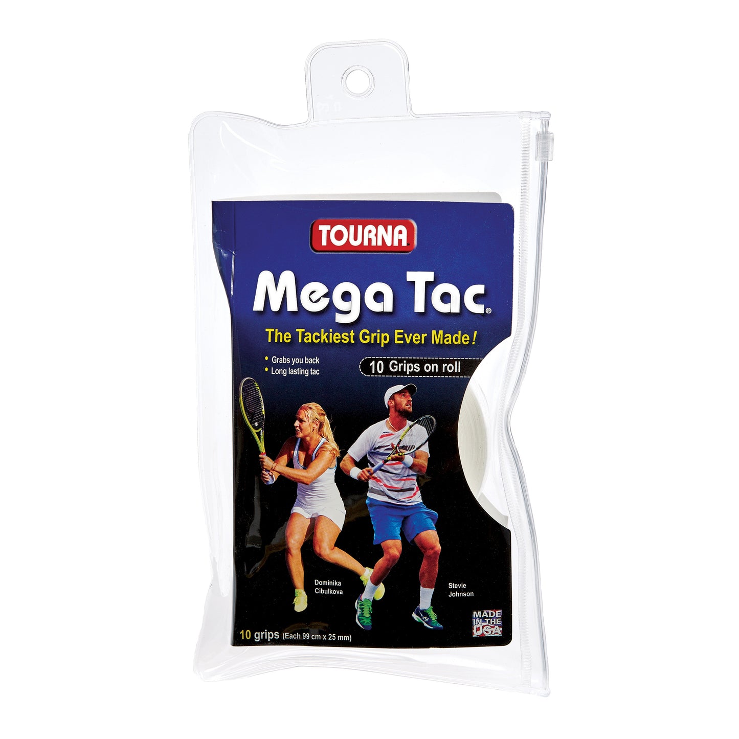 Tourna Mega Tac Extra Tacky Overgrip, 10-Pack, White