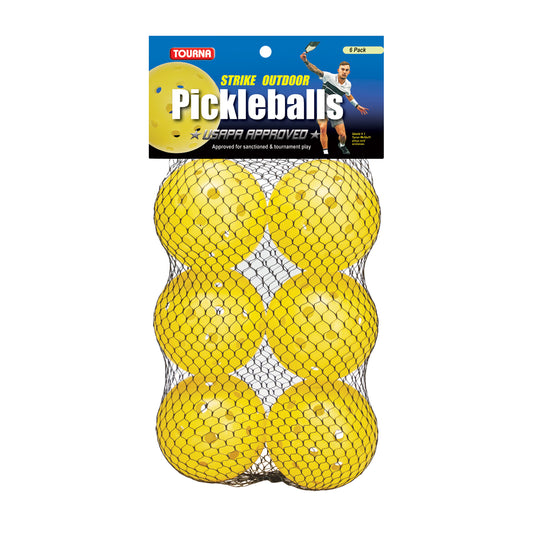 Tourna Strike Outdoor Pickleballs - Yellow - 6 pack