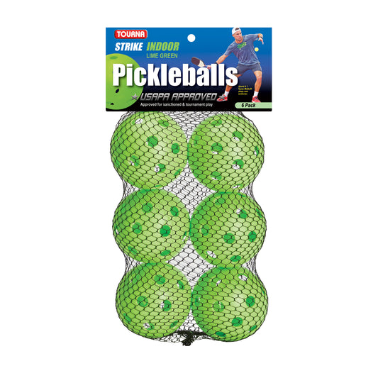 Tourna Strike Indoor Pickleballs Lime Green 6 Pack