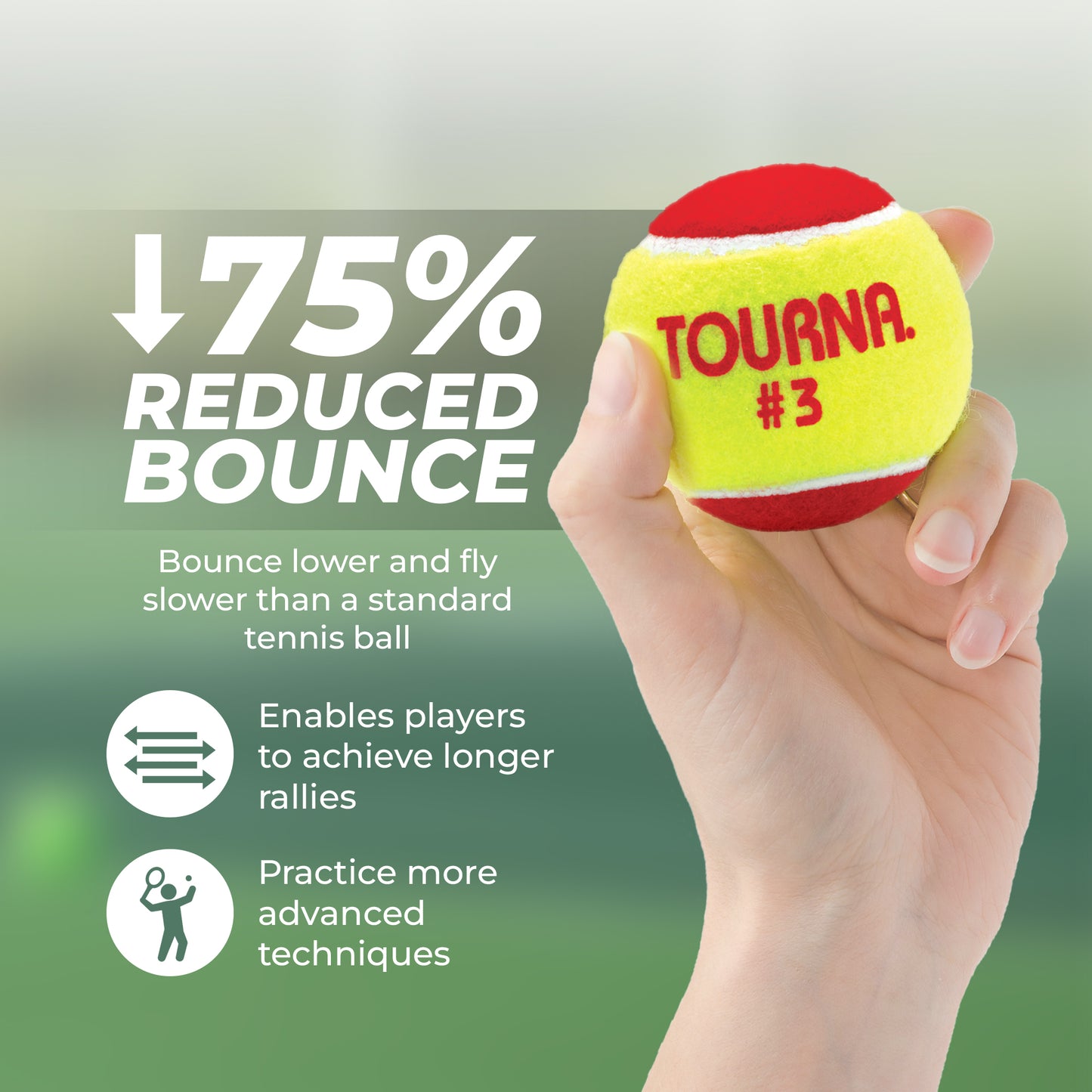 Tourna Low Compression Stage 3 Tennis Ball - 60 Balls
