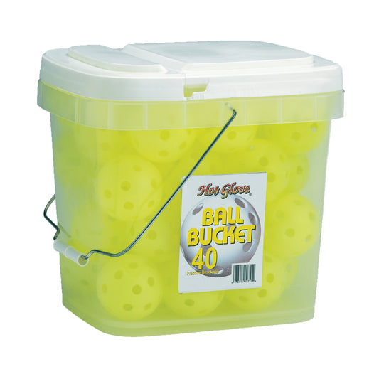 BALL BUCKET-40 Practice Baseballs-Optic Yellow