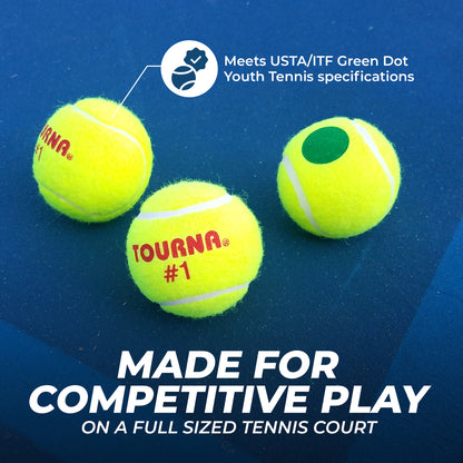 Tourna Green Dot Low Compression Tennis Balls - (12 poly/bag)
