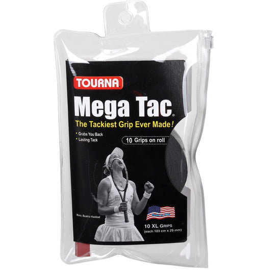 Tourna Mega Tac Extra Tacky Overgrip, 10-pack, Black
