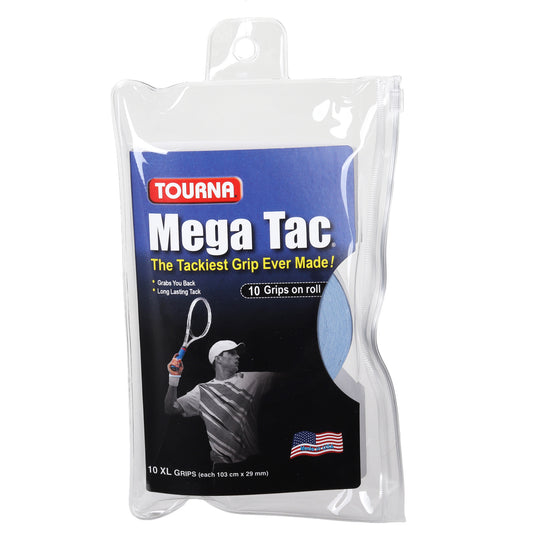 Tourna Mega Tac Extra Tacky Overgrip, 10-Pack, Blue