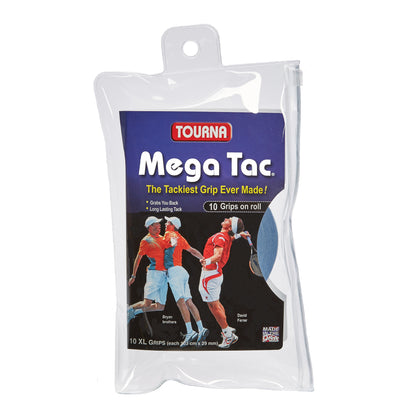 Tourna Mega Tac Extra Tacky Overgrip, 10-Pack, Blue