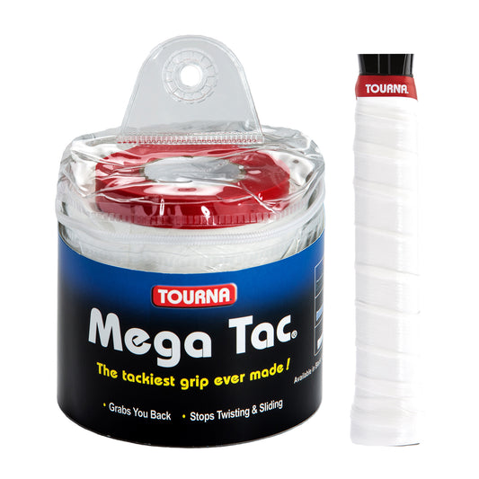 Tourna Mega Tac Extra Tacky Overgrip, 30-Pack, White
