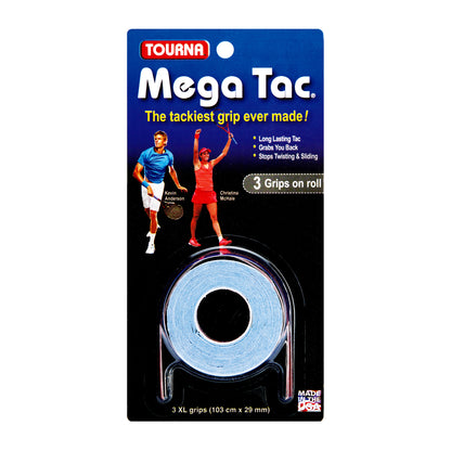 Tourna Mega Tac Extra Tacky Overgrip, 3-Pack, Blue