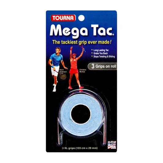 Tourna Mega Tac Extra Tacky Overgrip, 3-Pack, Blue