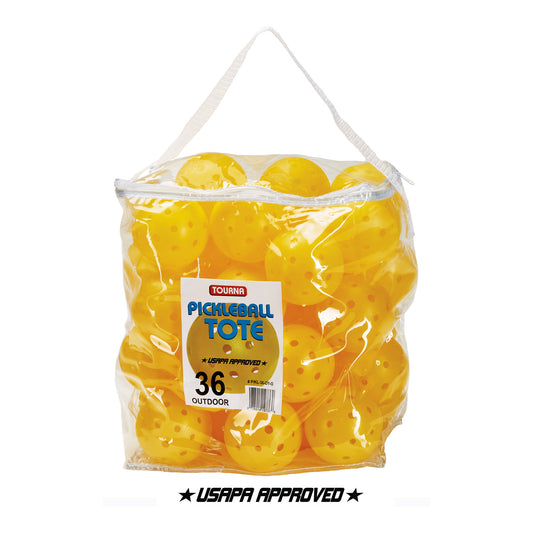 Tourna Strike Outdoor Pickleballs - Yellow - 36 Ball Tote