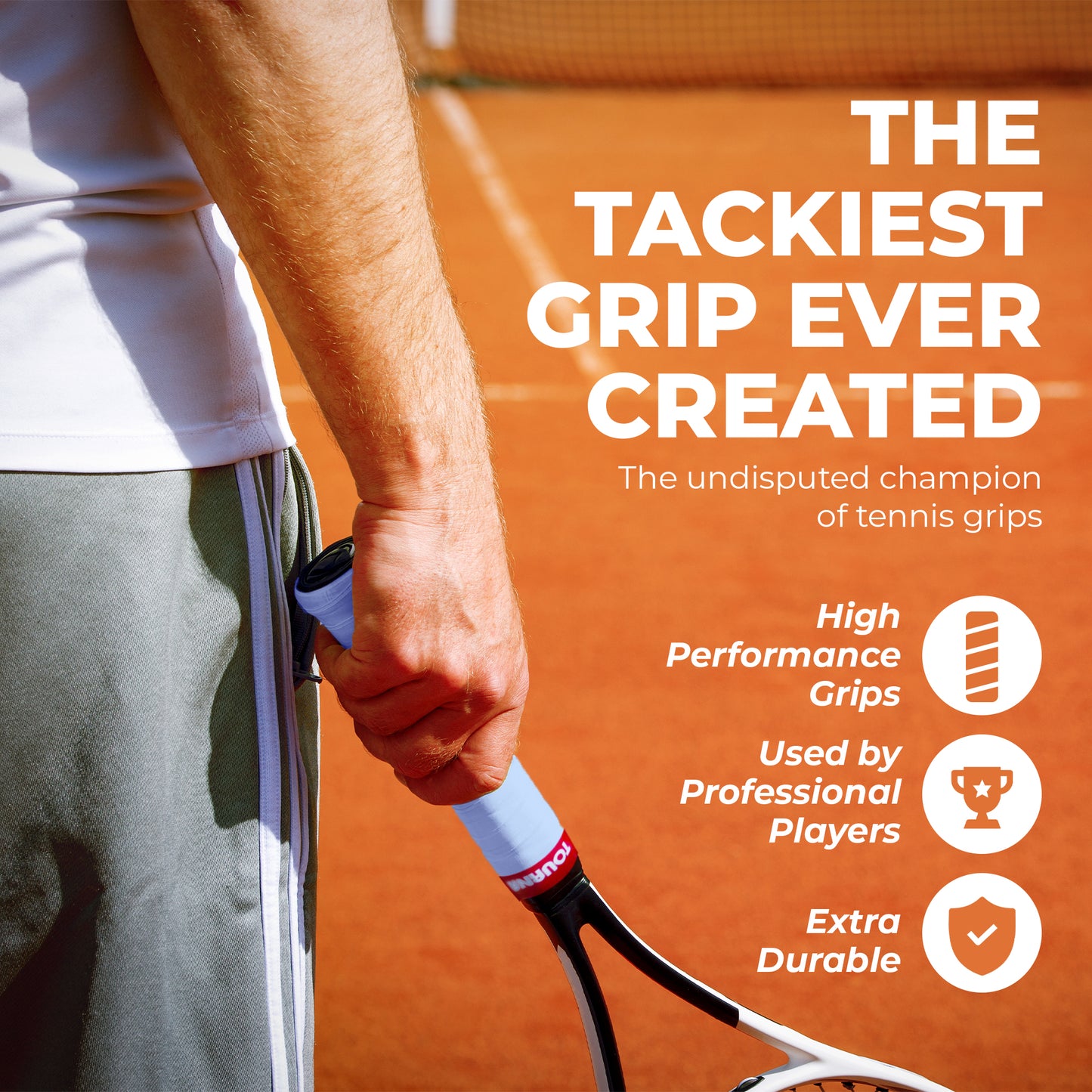 Tourna Mega Tac Extra Tacky Overgrip, 3-Pack, Black