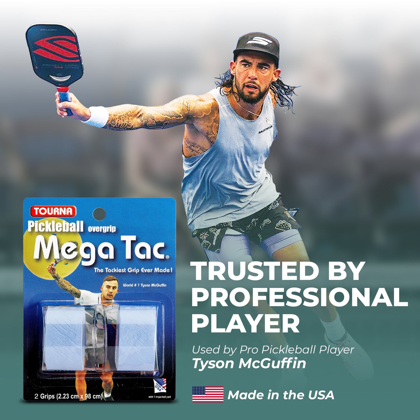 Pickleball Mega Tac Overgrip - 10 pack Black